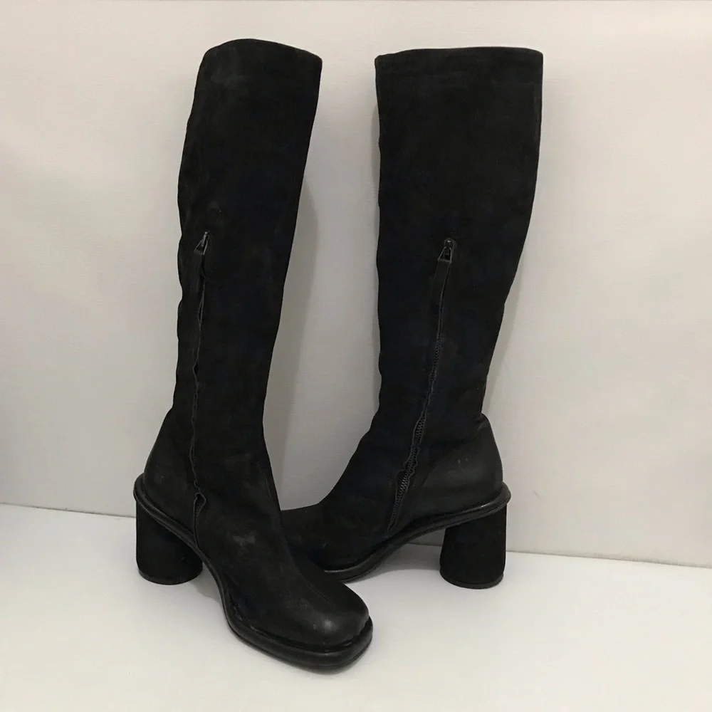 ERNESTO DOLANI Black Suede Knee-High Women's Boots Size 38